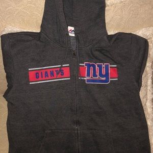 Grey NY Giants Sweater Hoodie with Zipper